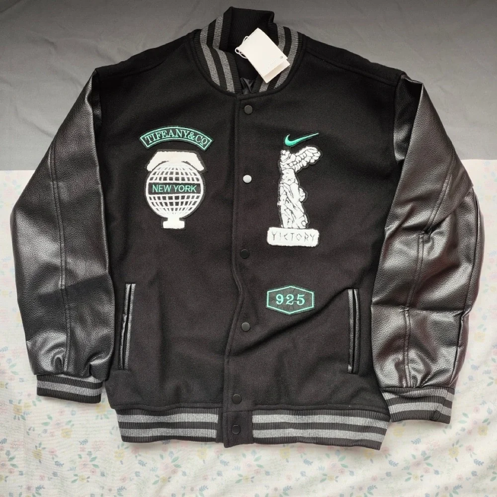 Nike Black Varsity Jacket with Mint Accents